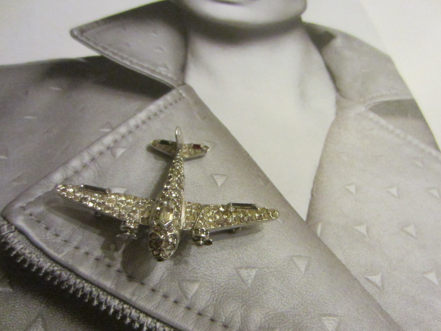 Trifari Airplane Brooch Swarovski Micro Pave Silver Propeller - Designer Unique Finds 