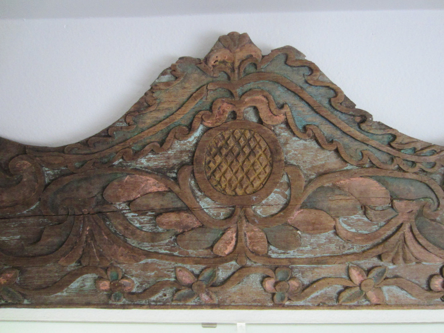 Architectural Celtic Panel Hand Decorated Carved Painted Floral Design - Designer Unique Finds 