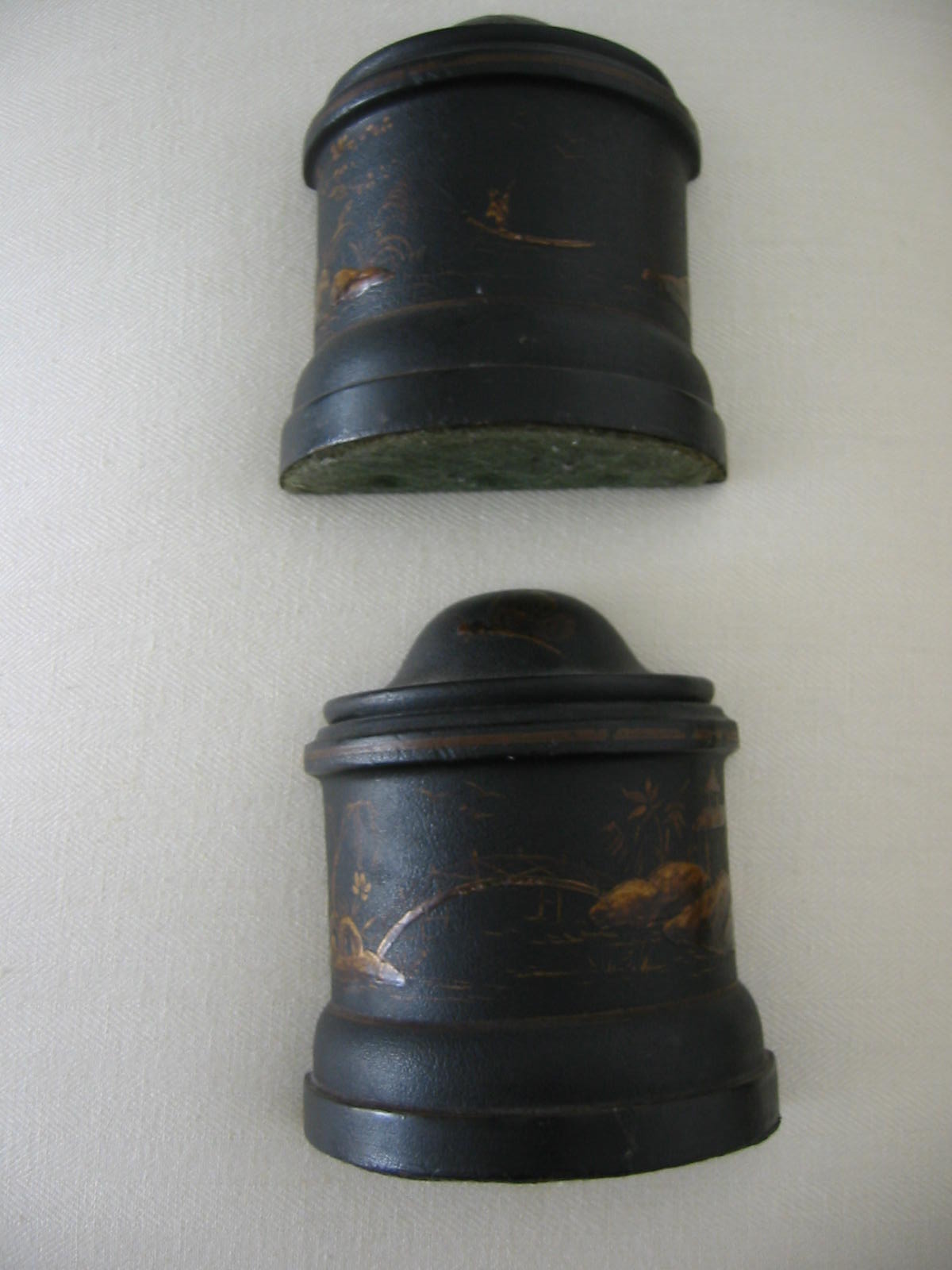 Japanese Scenic Bookends High Relief Gilt Flowers