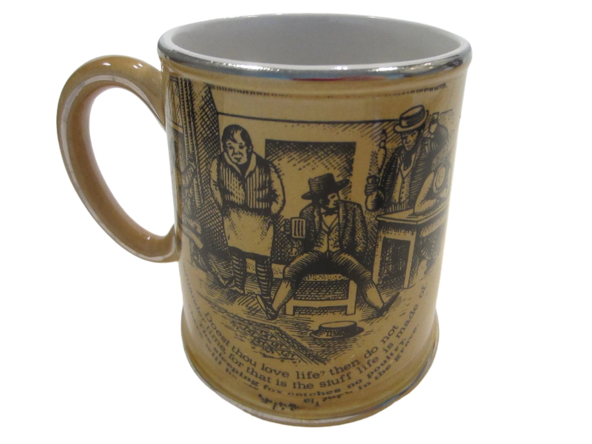 James Kent Staffordshire England Figurative Mustard Mug Bar Scene 