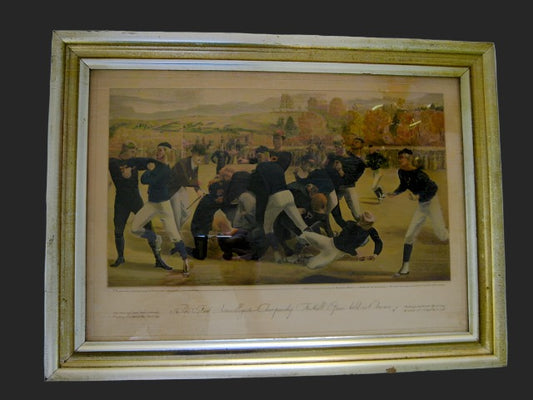 Currier Ives The First Intercollegiate Yale Princeton Football Game Signed Lithograph