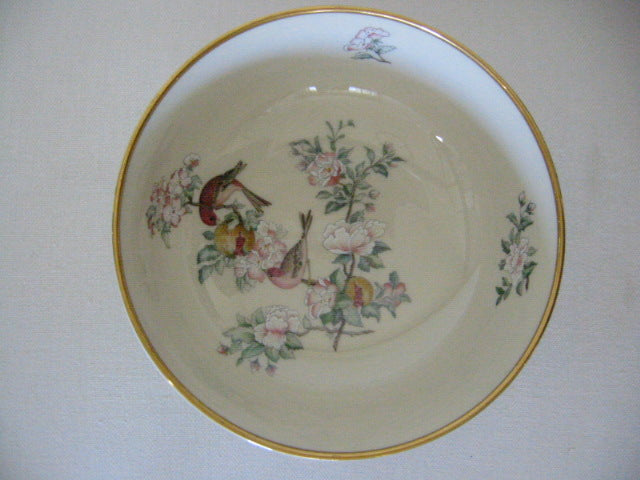 Lenox Serenade Floral China Bowl Hand Painted Gilt Decorated Birds