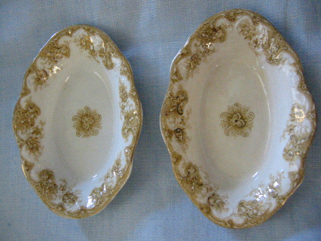 Upper Hanley Pottery Co Semi Porcelain Victoria England Oval Trays - Designer Unique Finds 