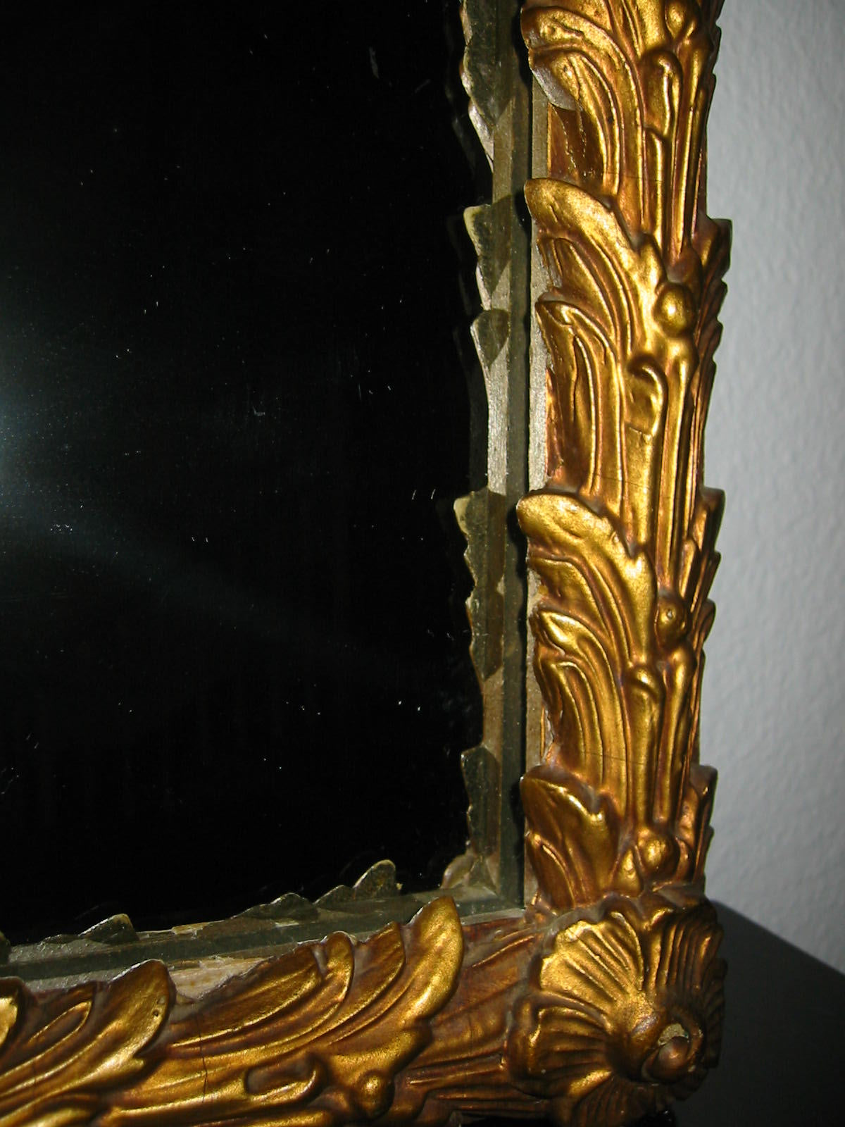 Art Deco Gold Leaf Large Crowned Horizontal Mirror