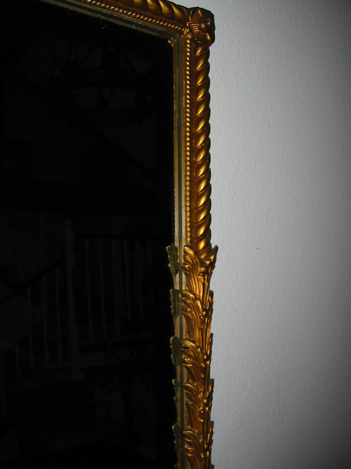 Art Deco Gold Leaf Large Crowned Horizontal Mirror