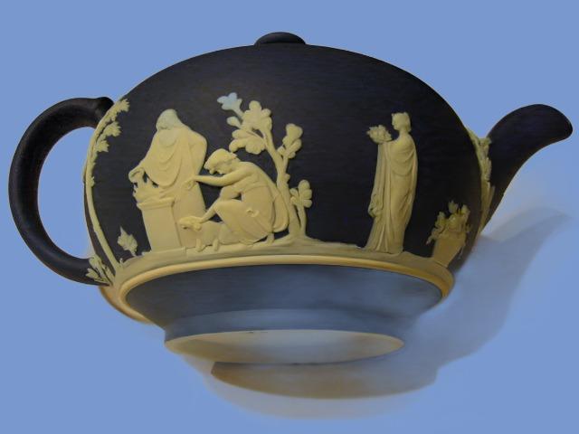 Wedgwood Blue Indigo Jasper Ware Aphrodite Teapot - Designer Unique Finds 
 - 2