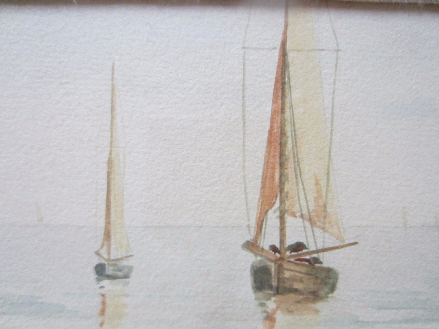 Water Color Gauche Sailboats Seascape Impressionist Signed by Artist Trysout - Designer Unique Finds 