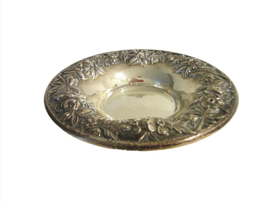 S Kirk Son Repousse Sterling Bowl Floral Chasing Border Marked Numbered - Designer Unique Finds 