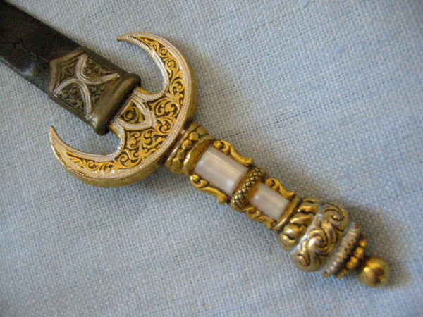 Sword Letter Opener Brass Jeweled Leather Case - Designer Unique Finds 
 - 3