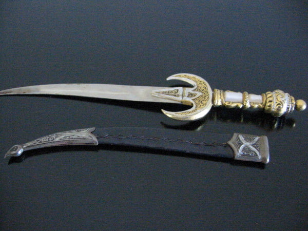 Sword Letter Opener Brass Jeweled Leather Case - Designer Unique Finds 
 - 4