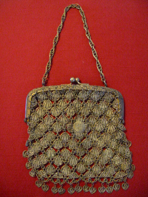 Chinese Dragon Silver Mesh Filigree Purse - Designer Unique Finds 