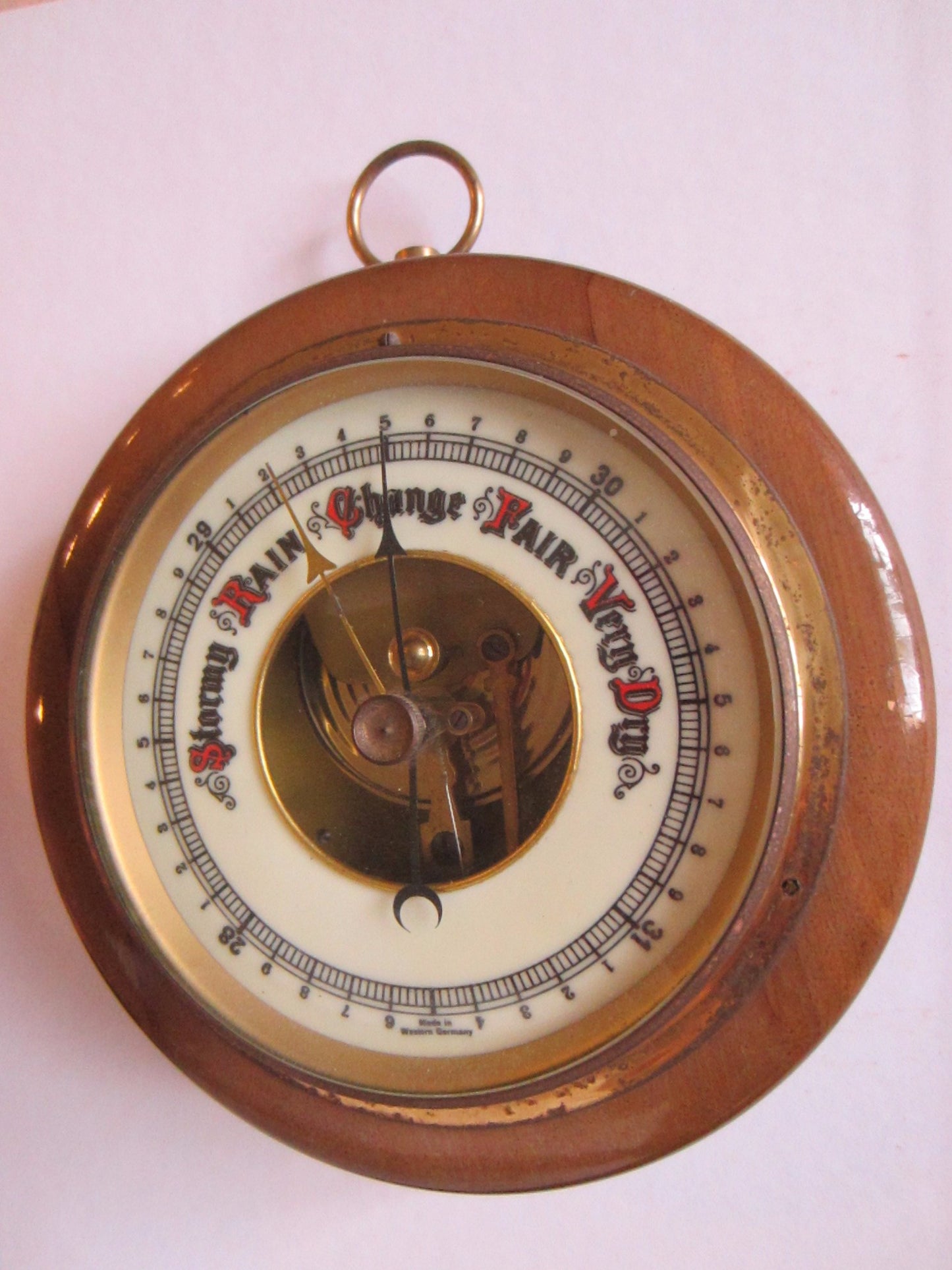 Western Germany Porcelain Face Wall Barometer - Designer Unique Finds 