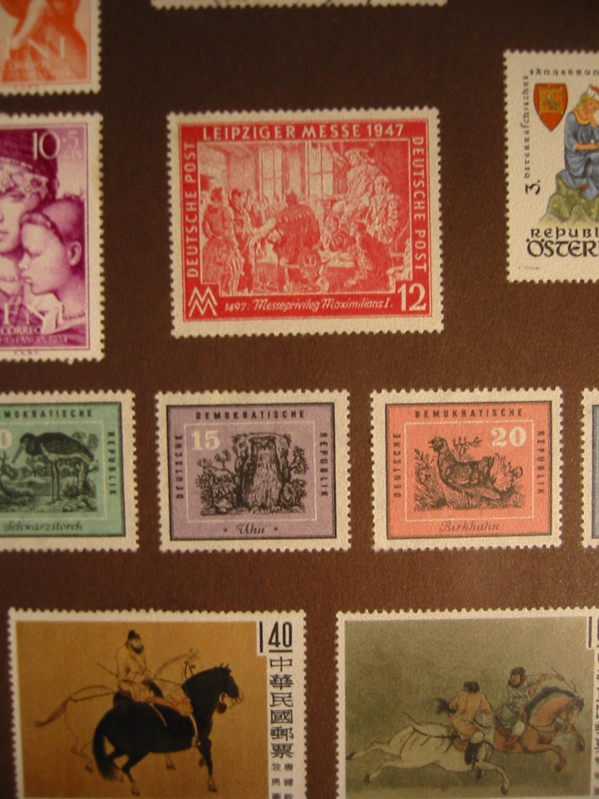 International Mid Century Stamp Collection From Various Continents - Designer Unique Finds 