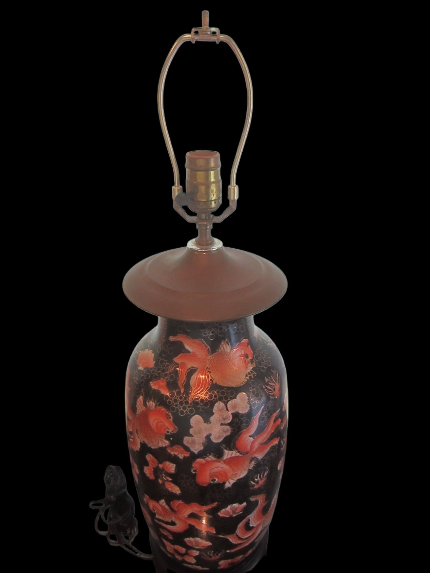 A Chinoiserie Koi Fish Baluster Lamp