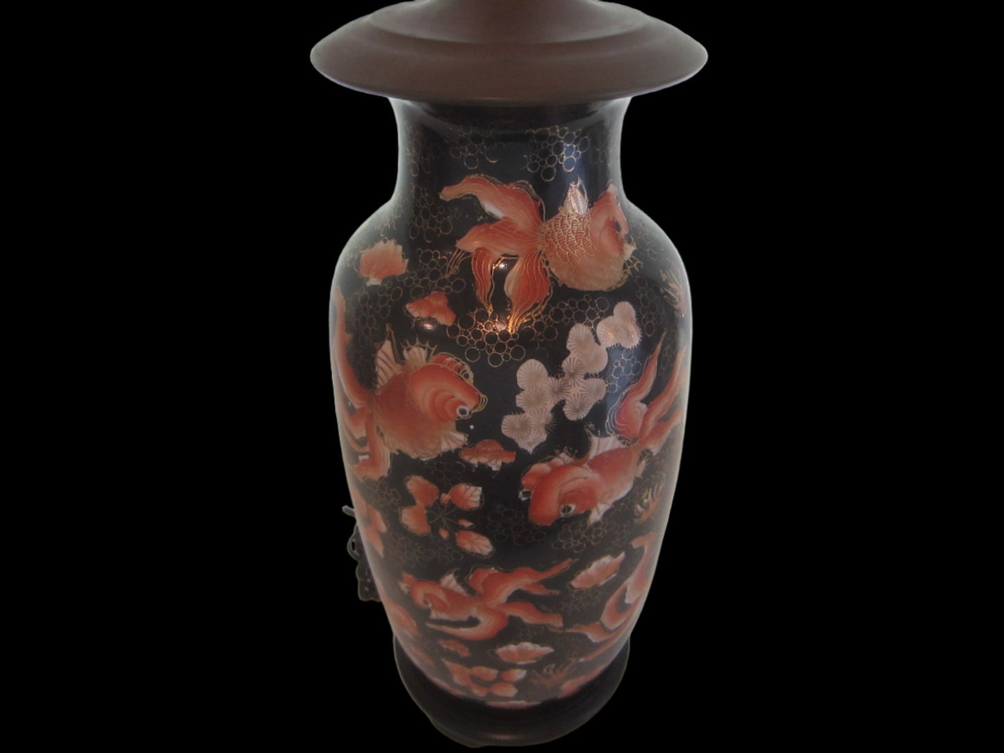 A Chinoiserie Koi Fish Baluster Lamp