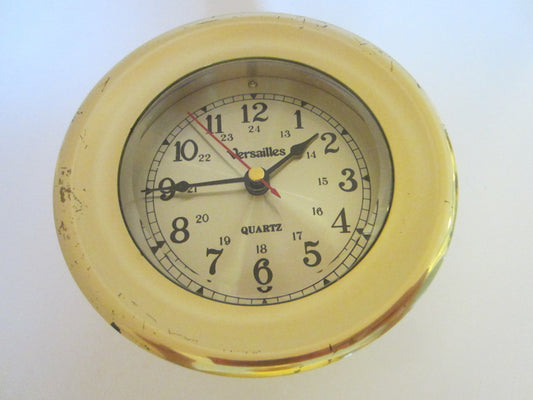 Japan Movement Versailles Brass Ship Clock Beveled Glass Cover - Designer Unique Finds 