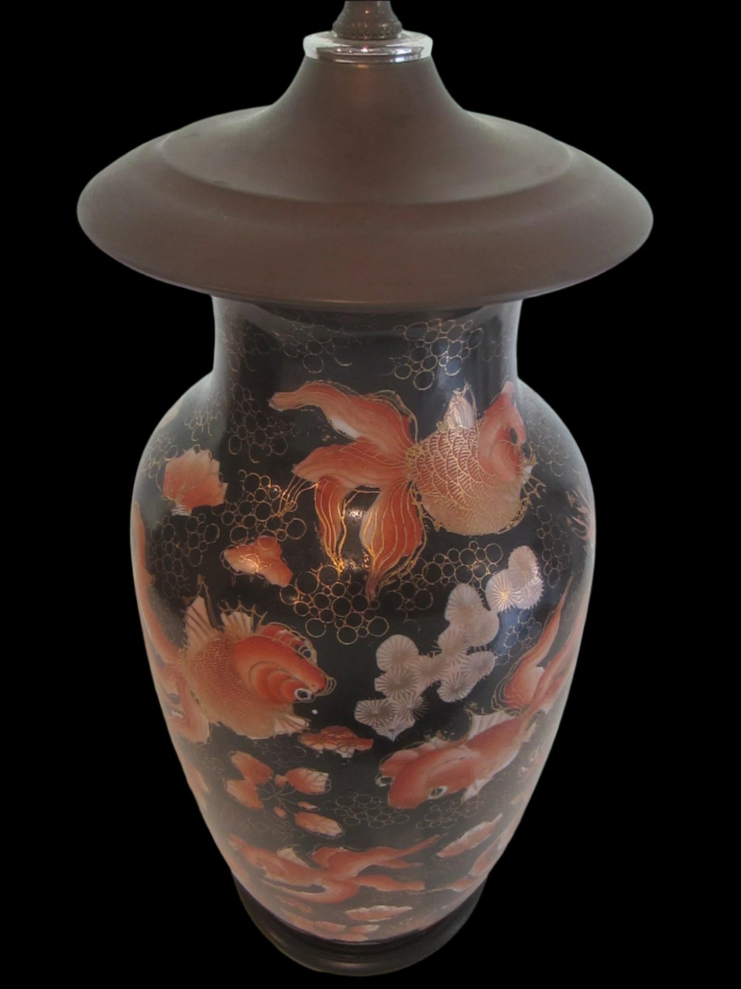 A Chinoiserie Koi Fish Baluster Lamp