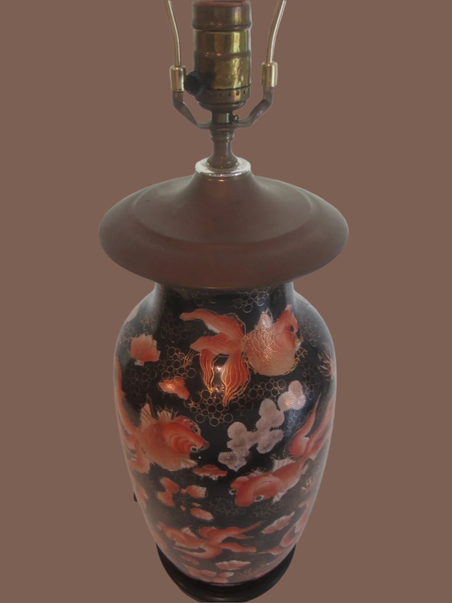 A Chinoiserie Koi Fish Baluster Lamp