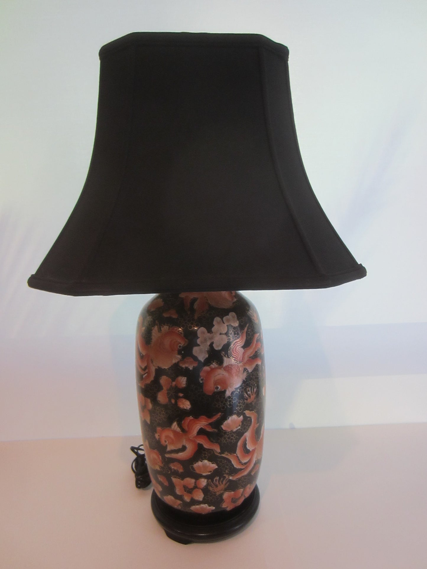 A Chinoiserie Koi Fish Baluster Lamp