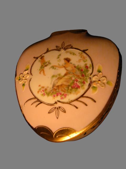 Lenwile Ardalt Japan Pink Floral Figurative Gold Painted Porcelain Box