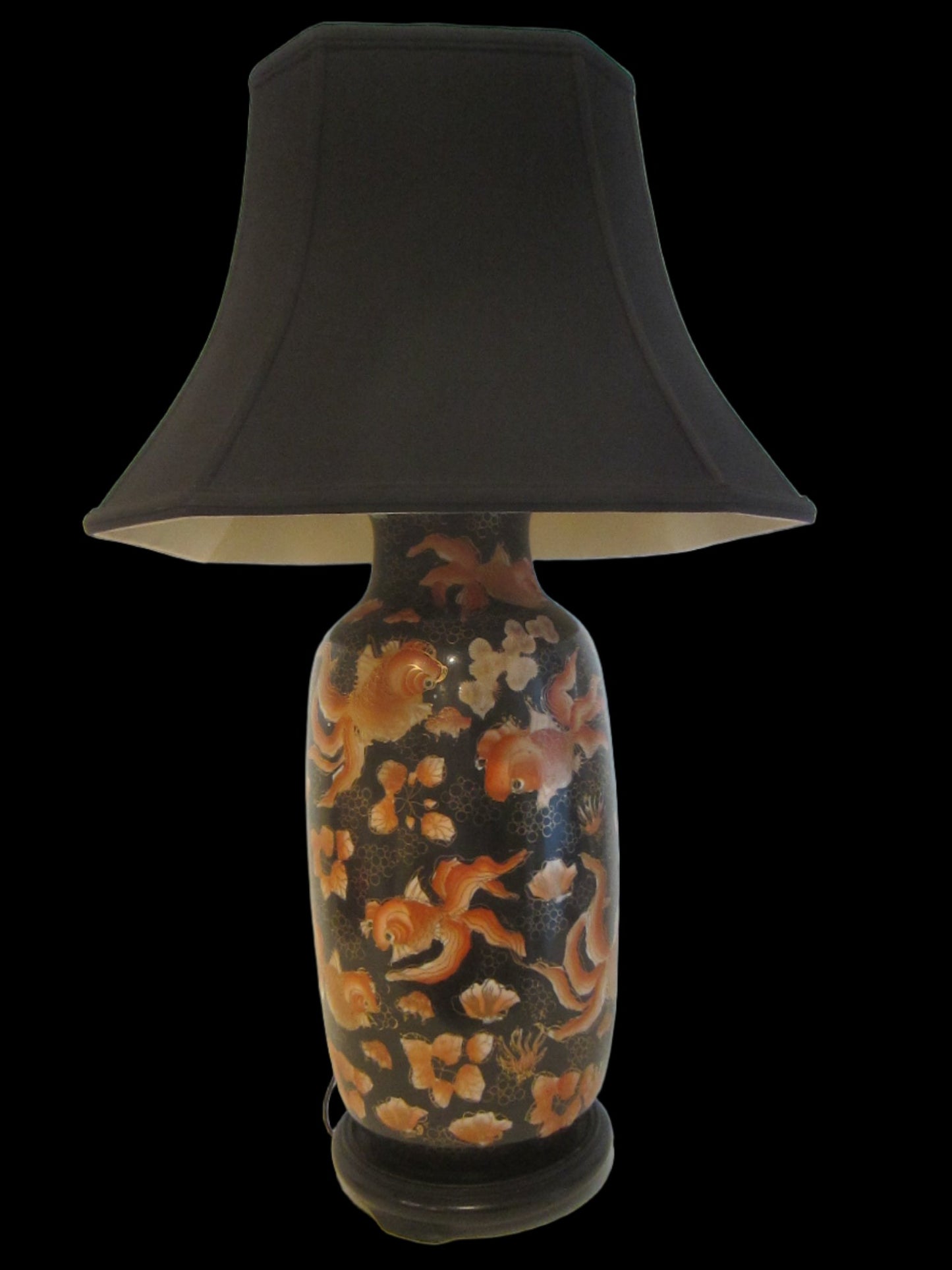 A Chinoiserie Koi Fish Baluster Lamp