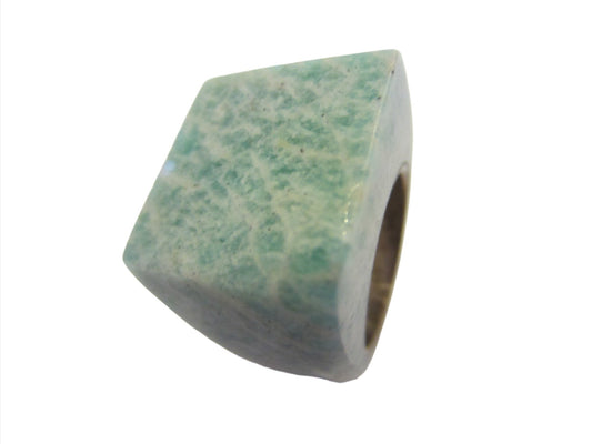 Green Marbleized Stone Silver Cocktail Ring