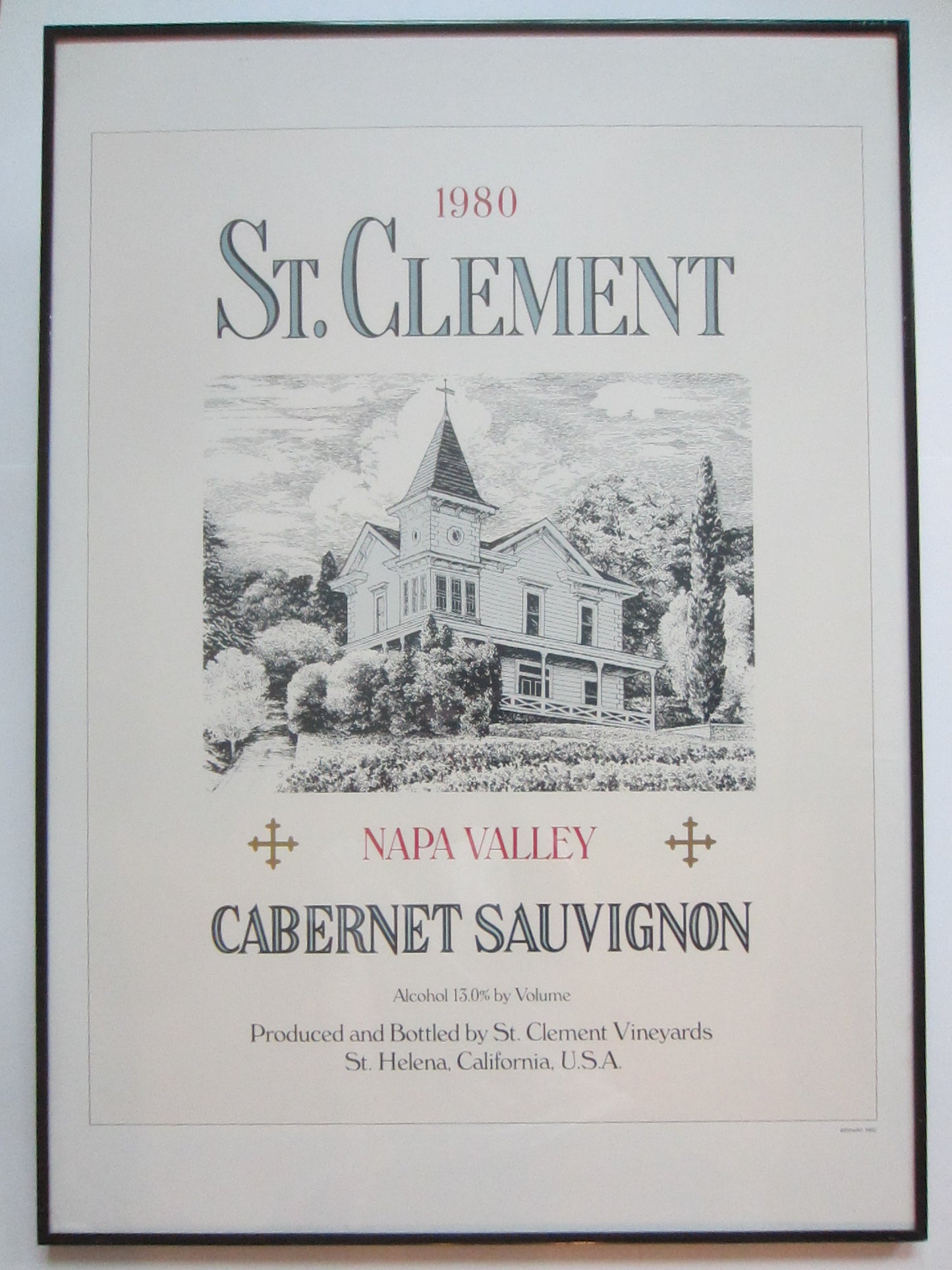 Wine Art Poster St Clement Napa Valley Cabernet Sauvignon