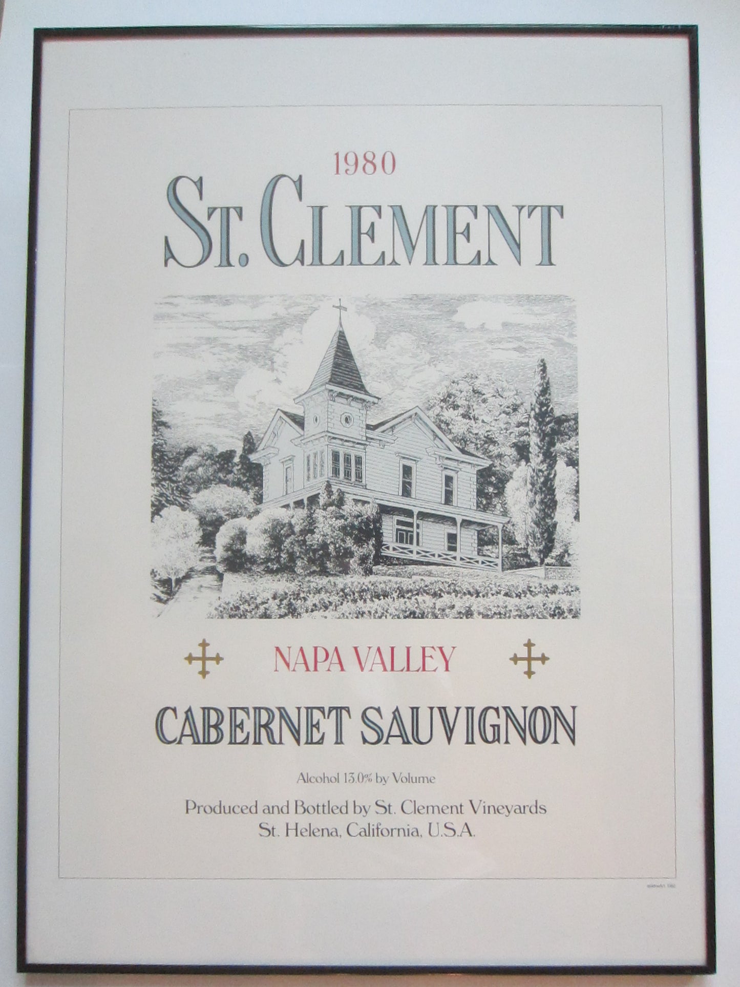 Wine Art Poster St Clement Napa Valley Cabernet Sauvignon