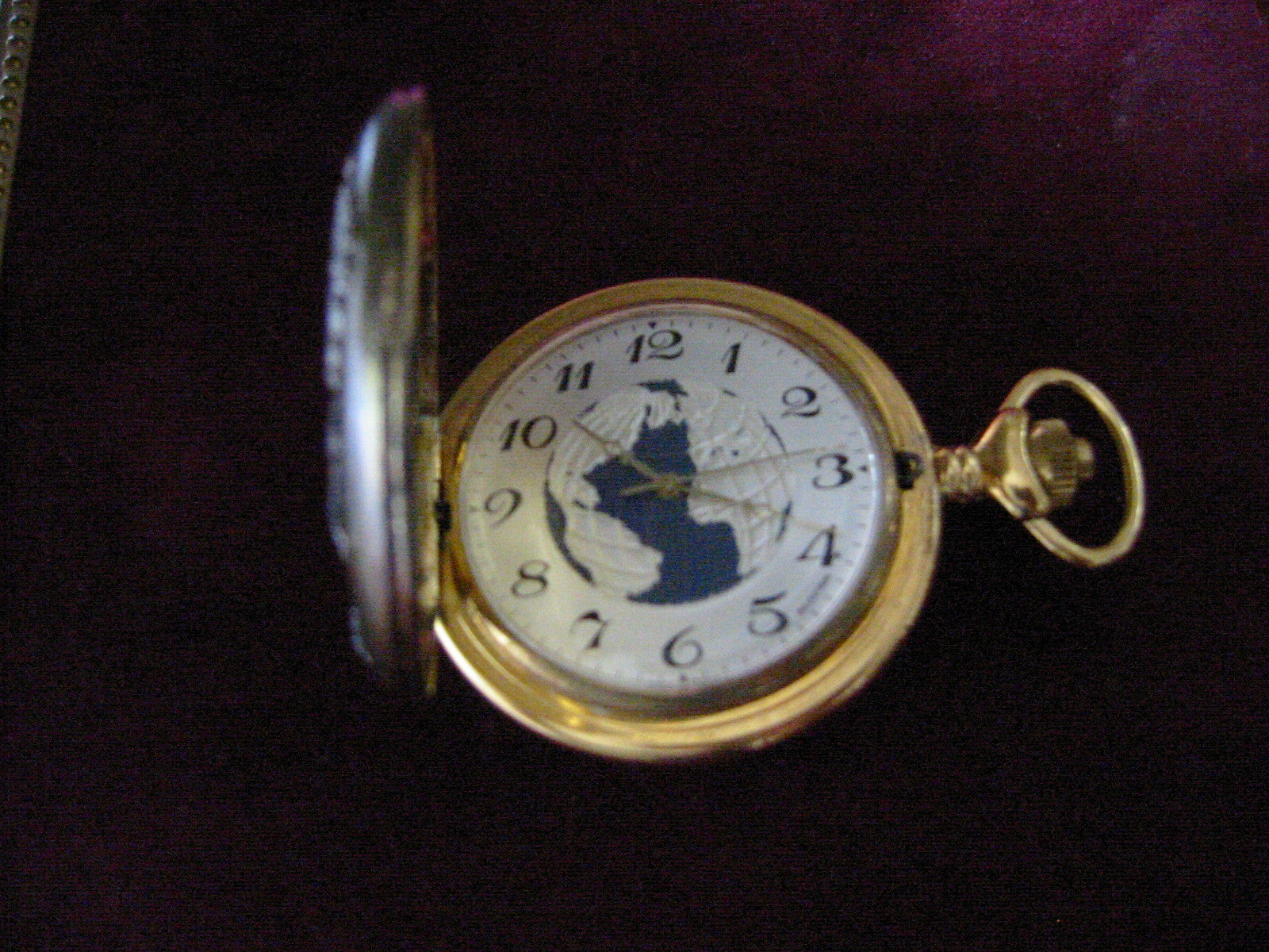 Majesti Swiss Skeleton Brass Pocket Watch Eagle Crest - Designer Unique Finds 