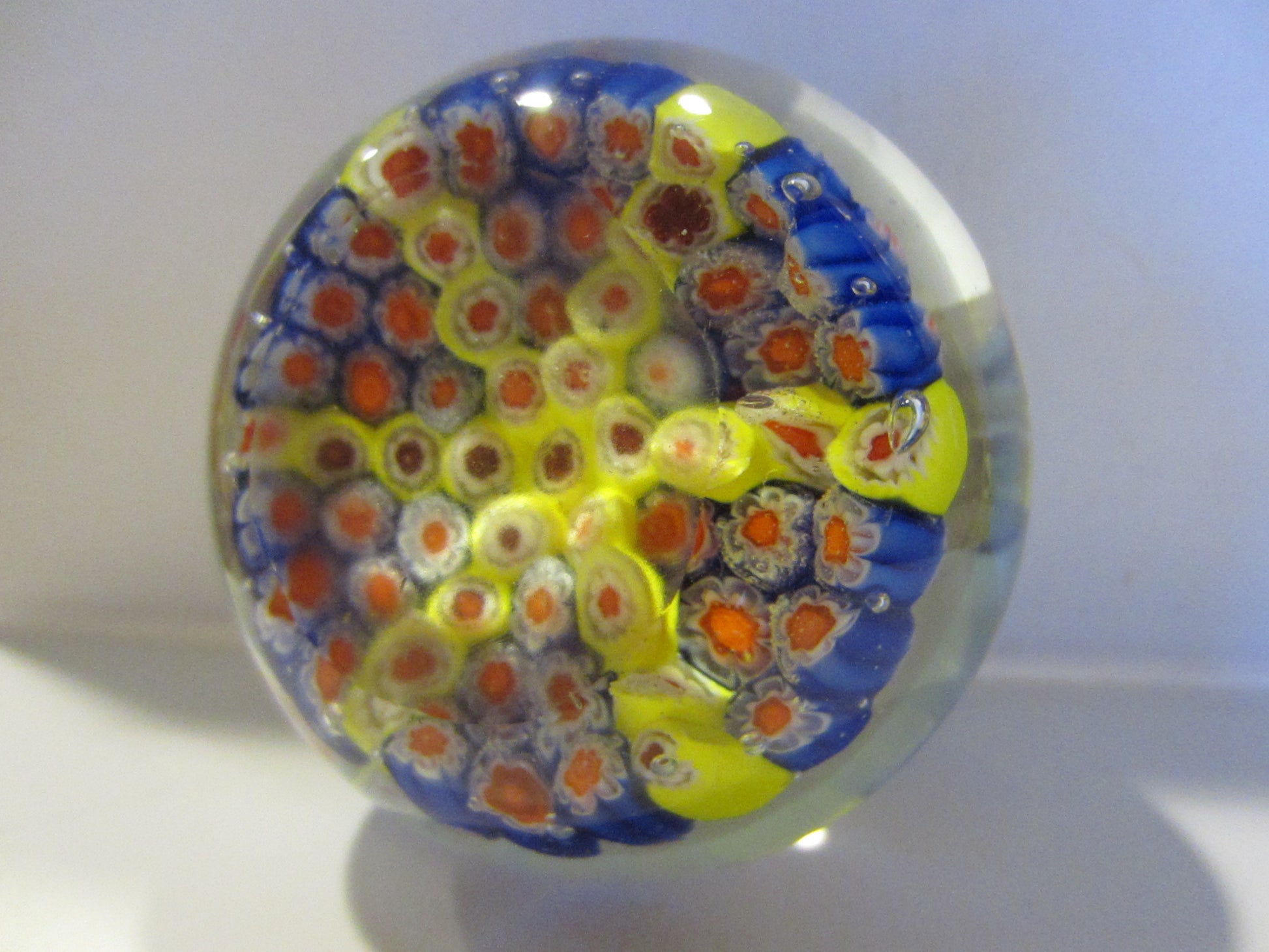 Murano Paperweight Star Blown Millefiori Glass Flowers - Designer Unique Finds 