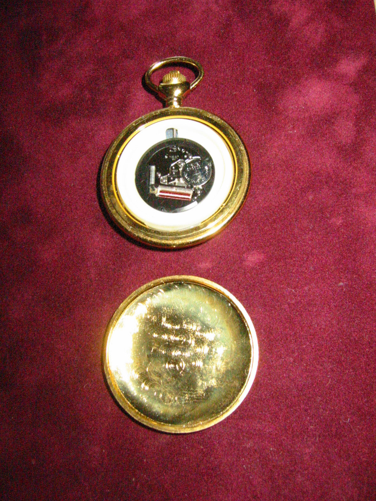 Majesti Swiss Skeleton Brass Pocket Watch Eagle Crest - Designer Unique Finds 