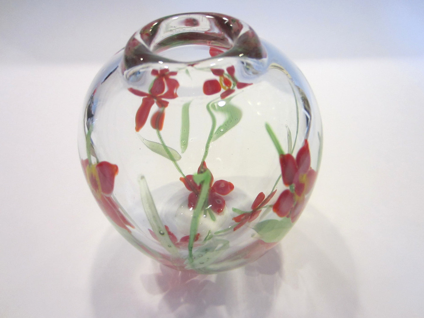 Blooming Red Flowers Infused Glass Vase