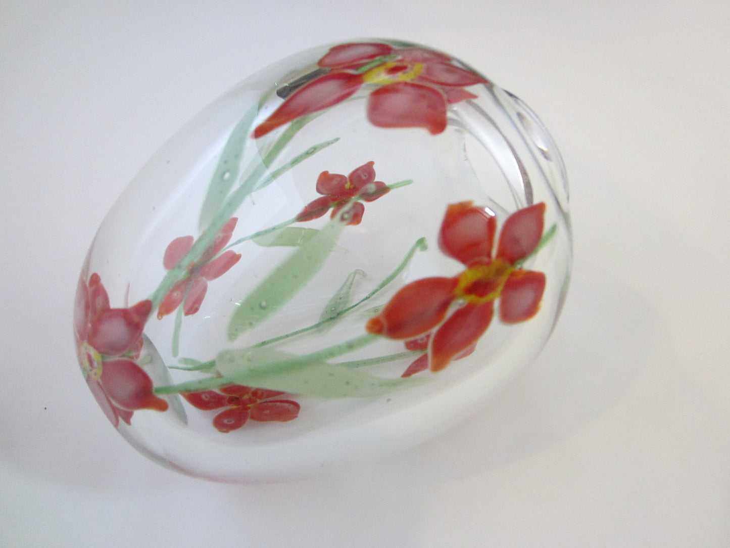 Blooming Red Flowers Infused Glass Vase