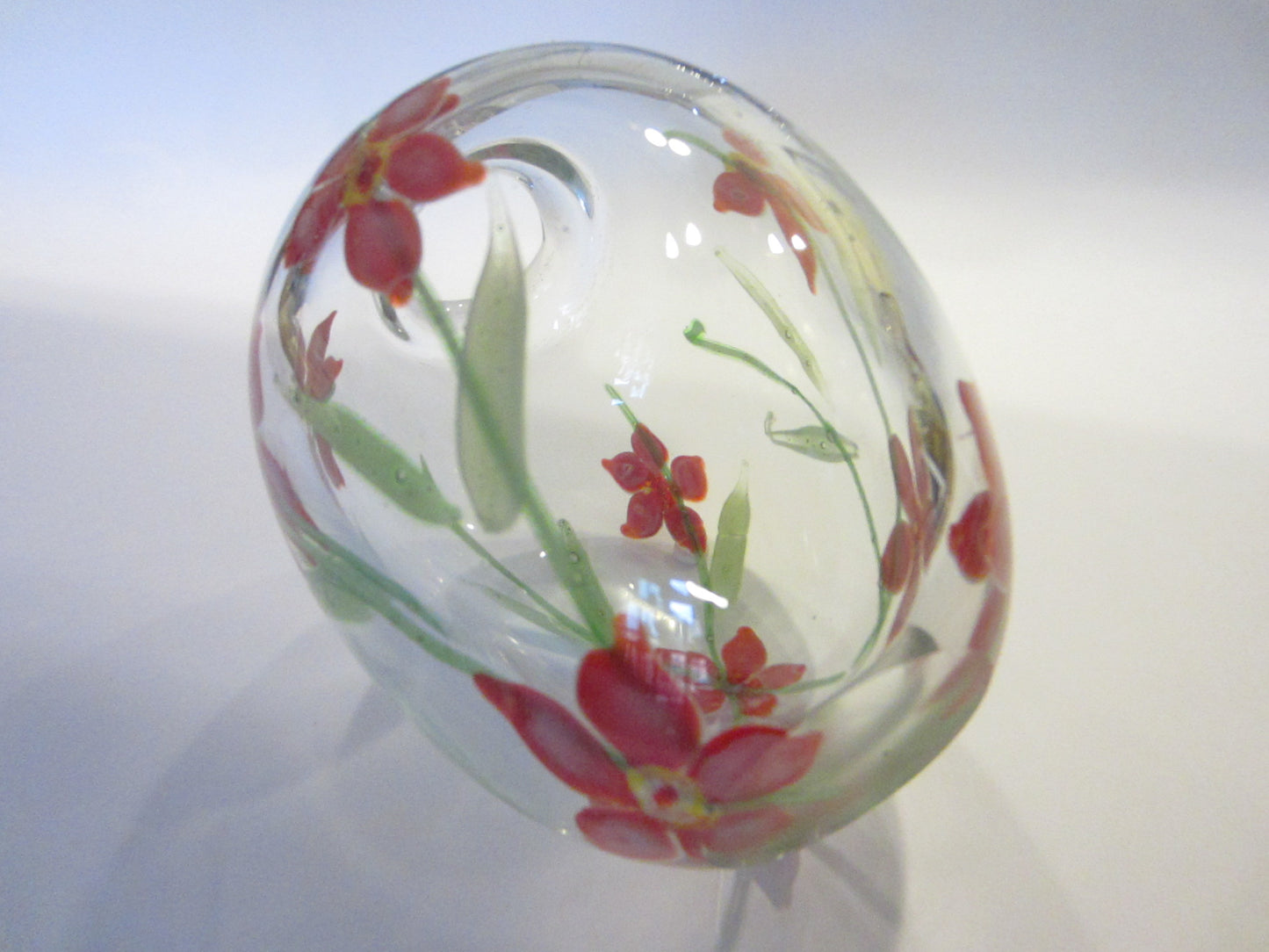 Blooming Red Flowers Infused Glass Vase