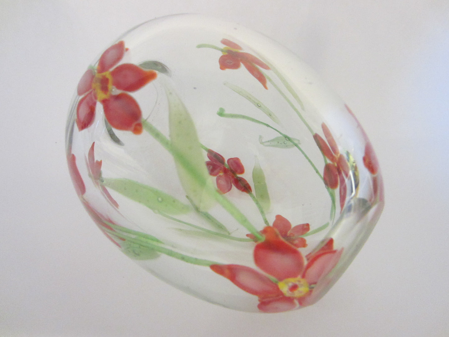 Blooming Red Flowers Infused Glass Vase