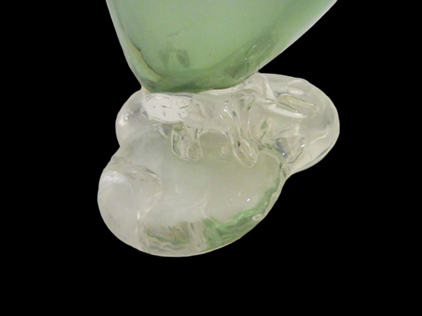 Murano Glass Goose Shady Green Decorated Clear Stand - Designer Unique Finds 