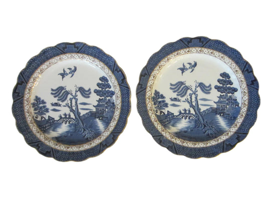 Booths England Real Old Willow Blue White Transfer Chinoiserie Porcelain Plates