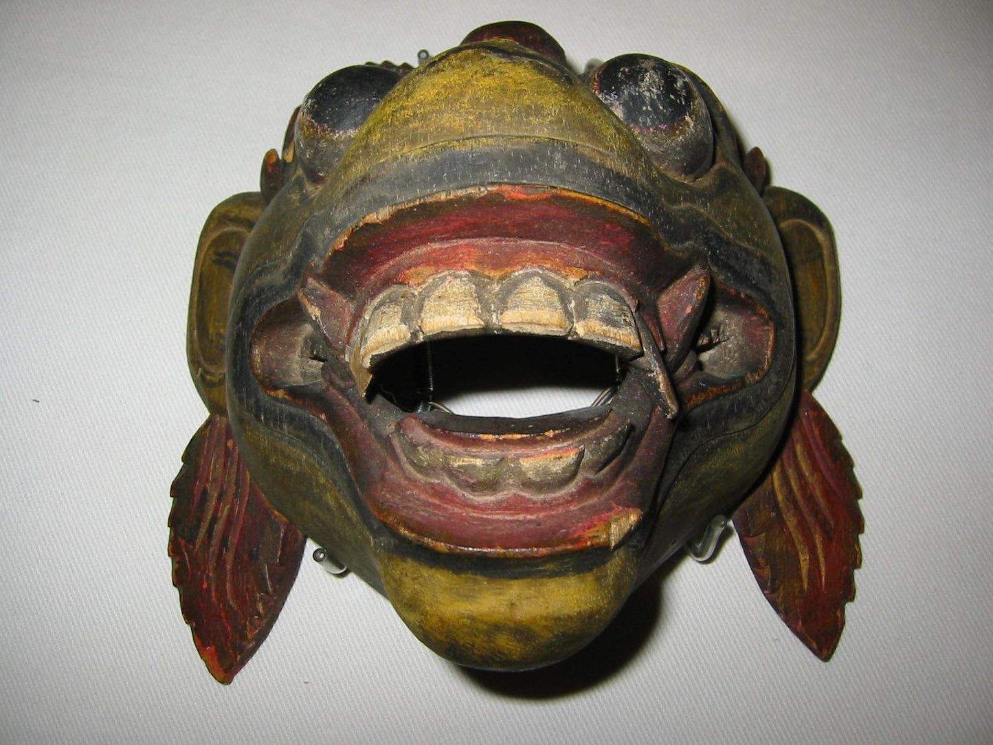 Topeng Dance Mask Hand Painted Wood Carving Art - Designer Unique Finds 