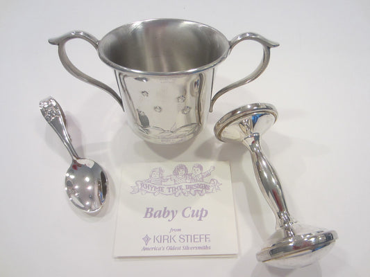 Lenox Kirk Stieff Pewter Baby Gift Set Hey Diddle Nursery Rhyme