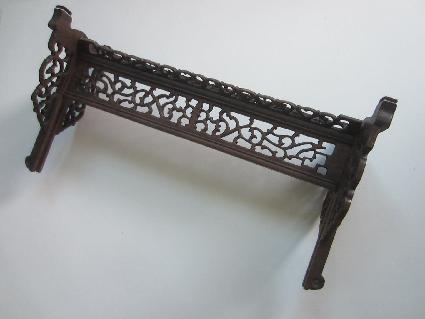 Asian Carved Open Work Table Screen Holder