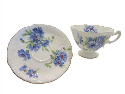 Bone China Hammersley England Cup Saucer Blue Corn Flowers