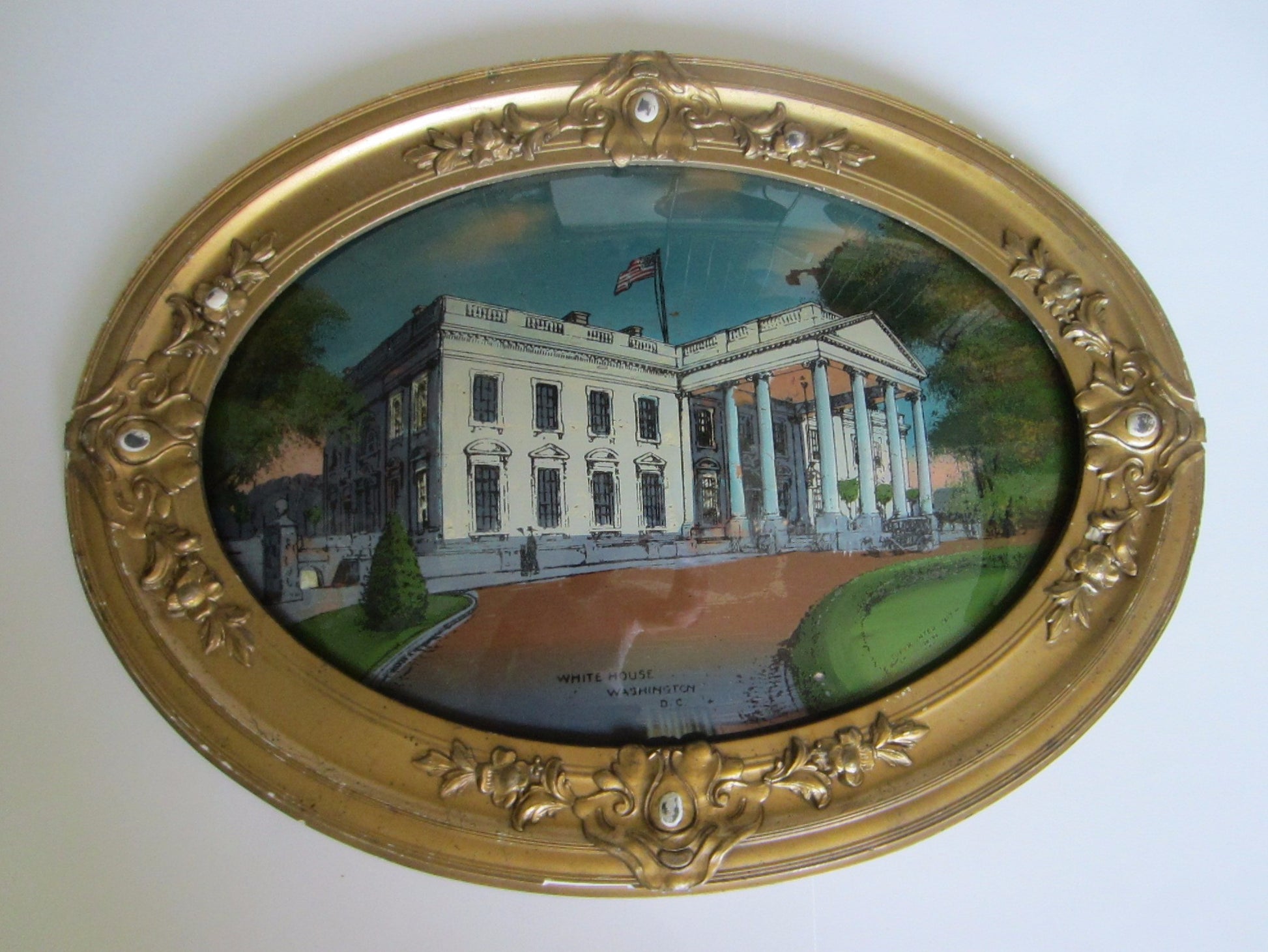 The White House Washington DC Reverse Glass Painting - Designer Unique Finds 