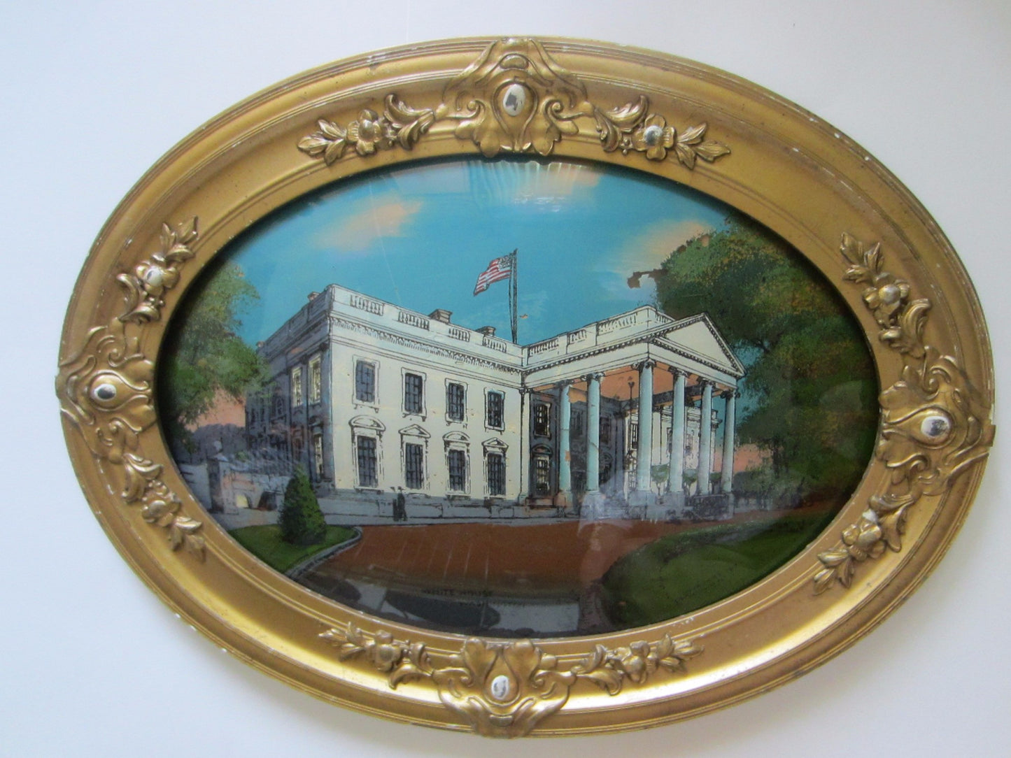 The White House Washington DC Reverse Glass Painting - Designer Unique Finds 