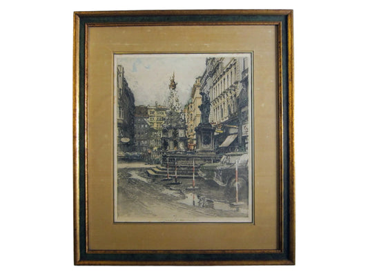 Robert Kasimir Vienna Graben Etching Signed Drawing Titled 