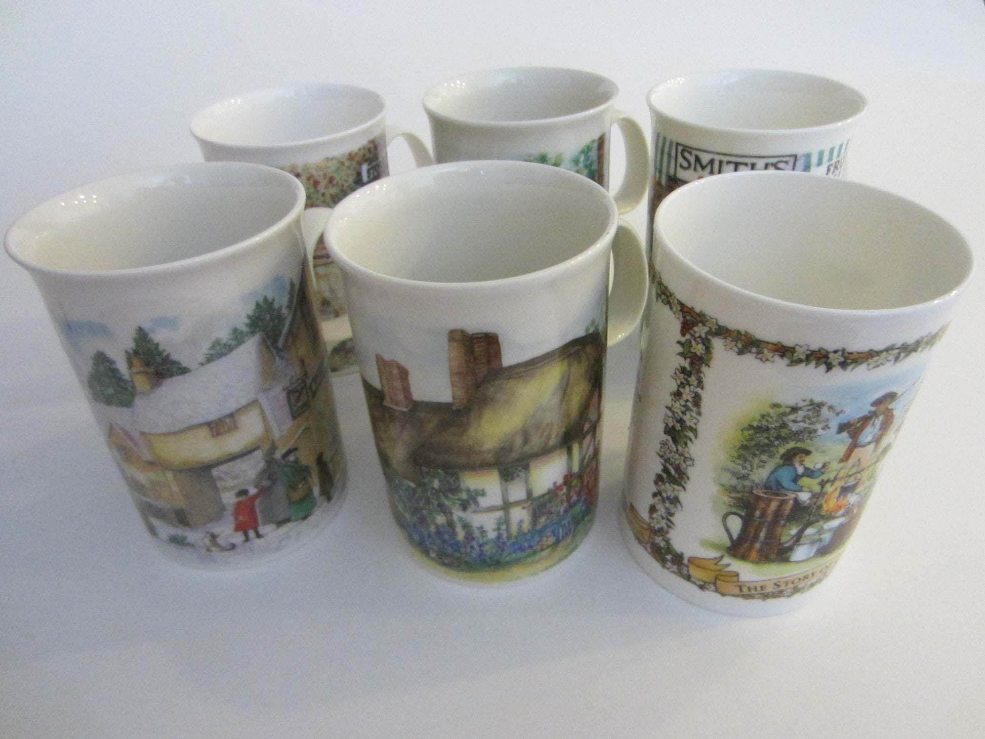 Dunoon Bone China England Porcelain Mug Set of Six Various Scenes - Designer Unique Finds 