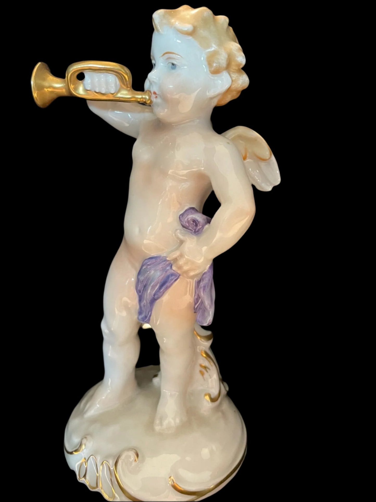 Two Heraldic Musical Angels Germany Von Schierholz Handmaleiei