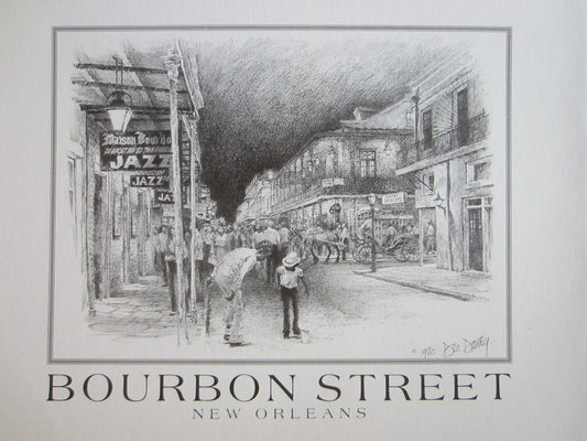 Don Davey New Orleans Bourbon Street Impressionist Signed Lithograph