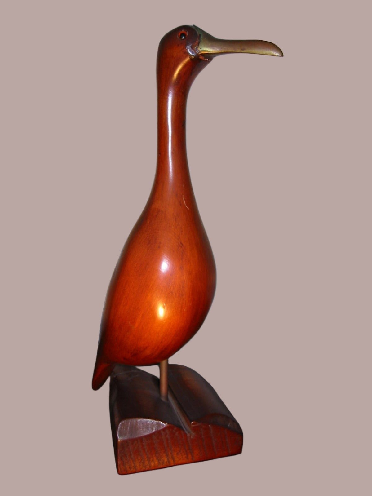 Mahogany Seagull Sculpture Metal Beak - Designer Unique Finds 