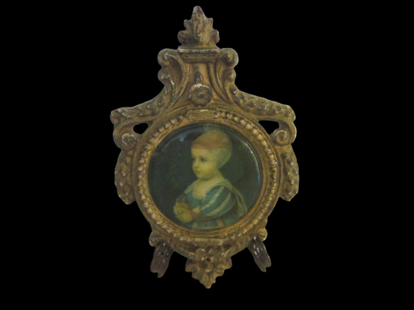 Rococo Style Gilt Crest Child Portrait Art