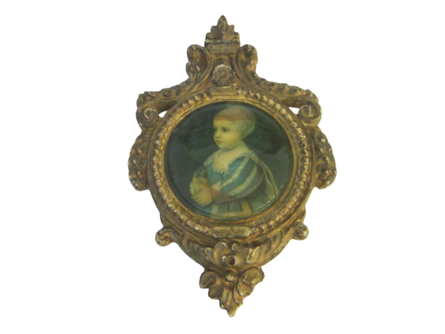 Rococo Style Gilt Crest Child Portrait Art